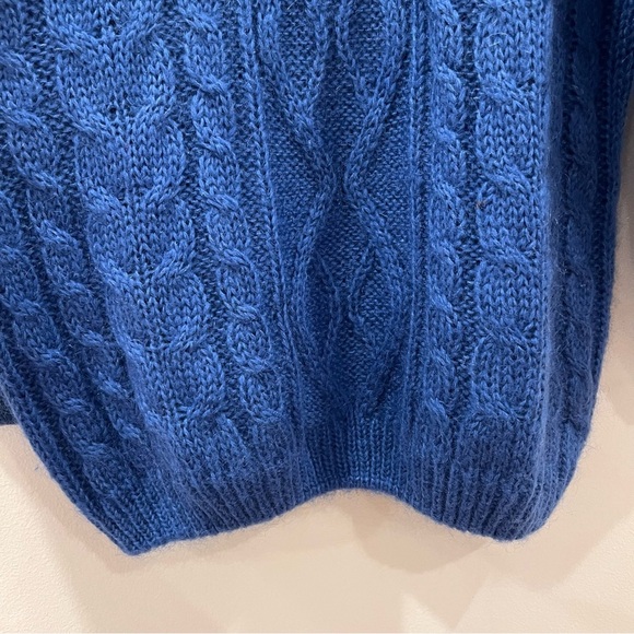Vintage Womens Mohair Acrylic Cable Knit Sweater M Cobalt Blue Chunky Classic - Picture 5 of 11